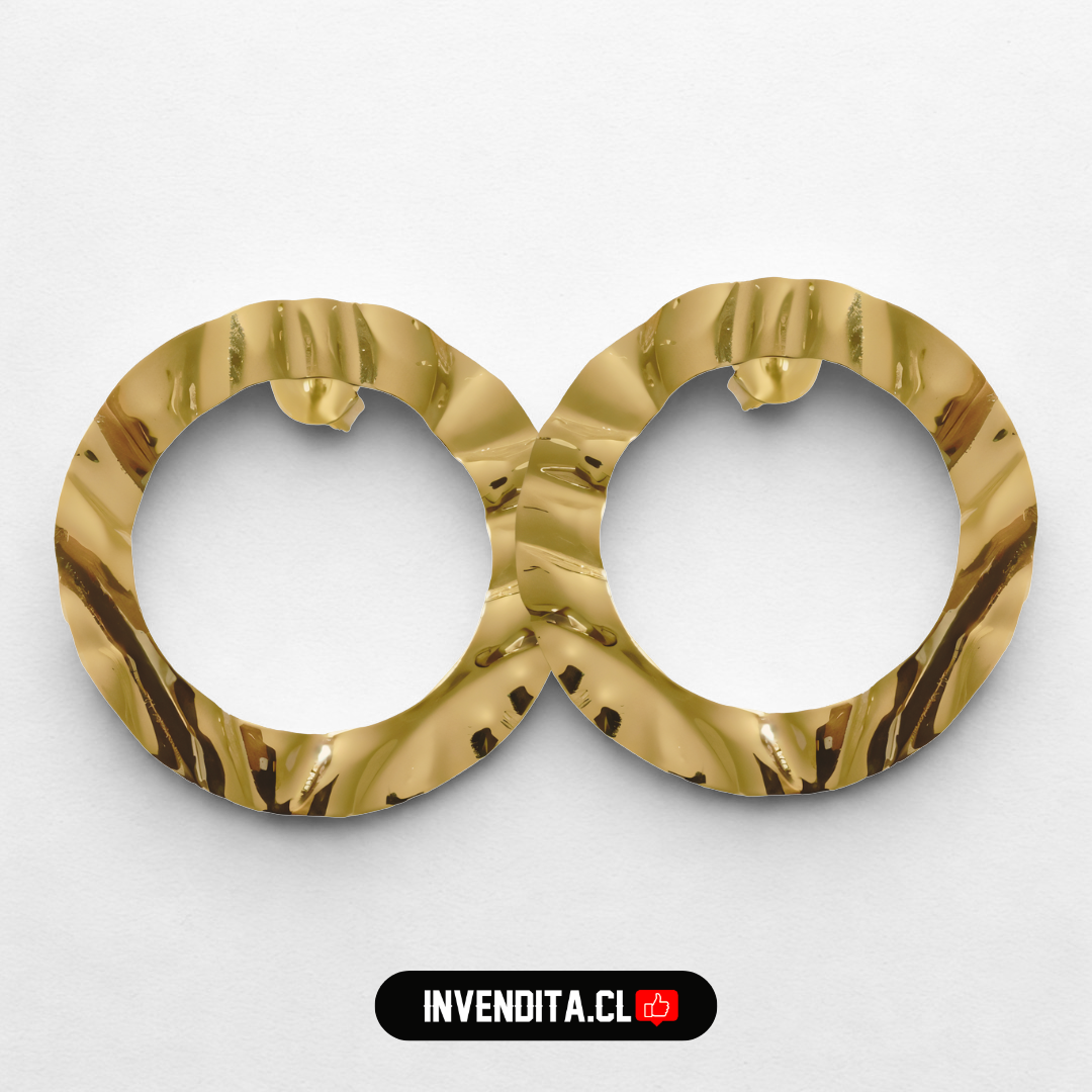 Aros enchapados en oro circulos ondulados