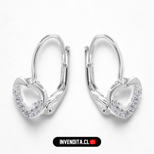 Aros de plata 925 gancho catalán con figuras de corazón