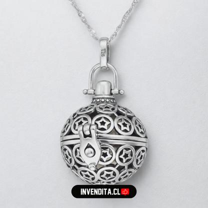 Collar de plata 925 diseño llamador de ángeles y estrellas