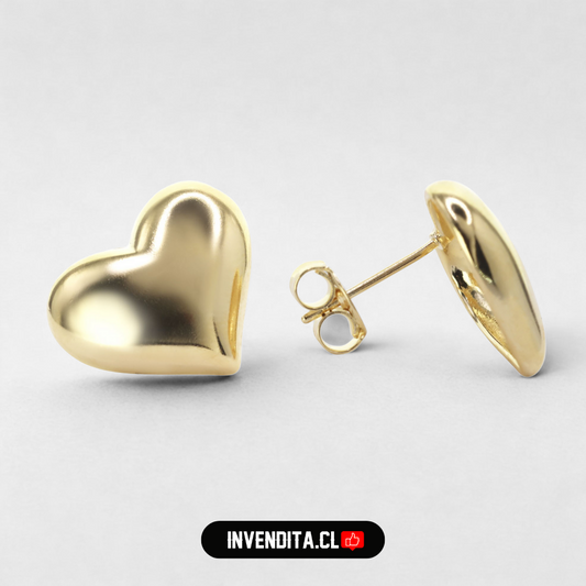 Aros enchapados en oro diseño corazón liso medio