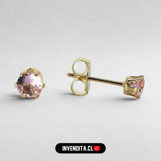 Aros enchapados en oro circones rosas