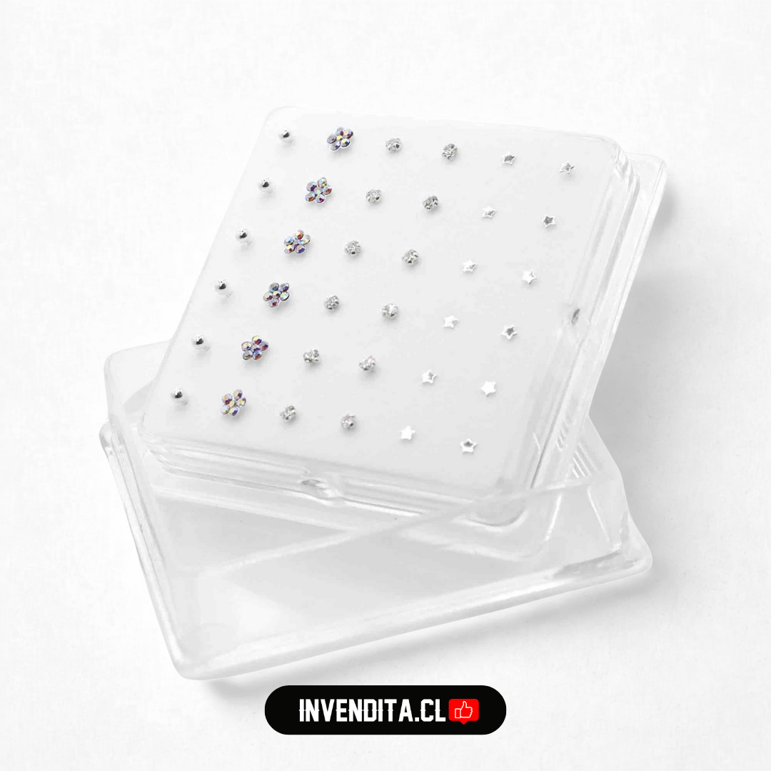 Aros de plata 925 set de piercing de nariz