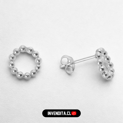 Aros de plata 925 estilo circulo con esferas