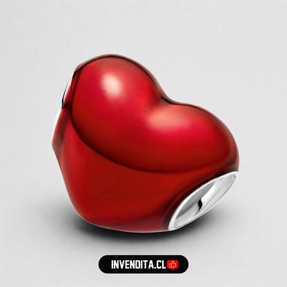 Charm estilo pandora corazón metálico rojo