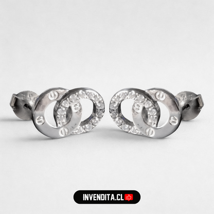 Aros de Plata 925 dos circulos con circones