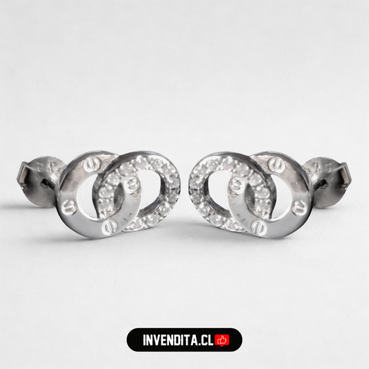 Aros de Plata 925 dos circulos con circones