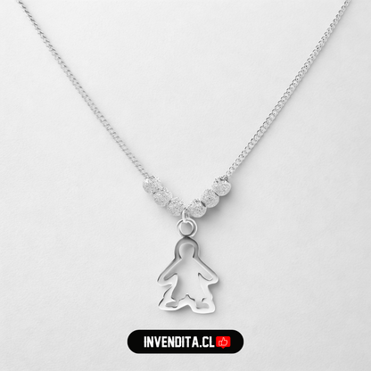 Collar de plata 925 figura niño con esferas satinadas