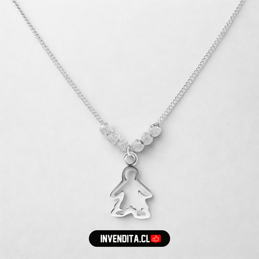 Collar de plata 925 figura niño con esferas satinadas