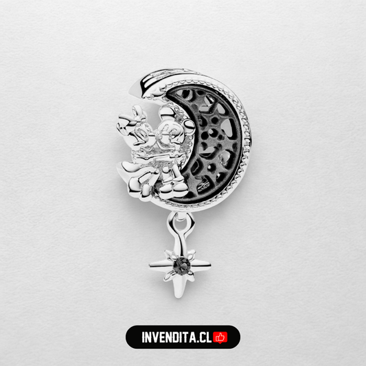 Charm estilo pandora Mickey & Minnie en la luna