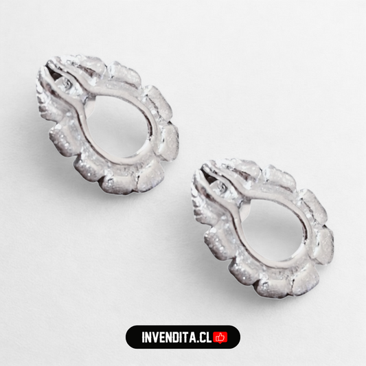 Aros de plata 925 estilo hoja con gota