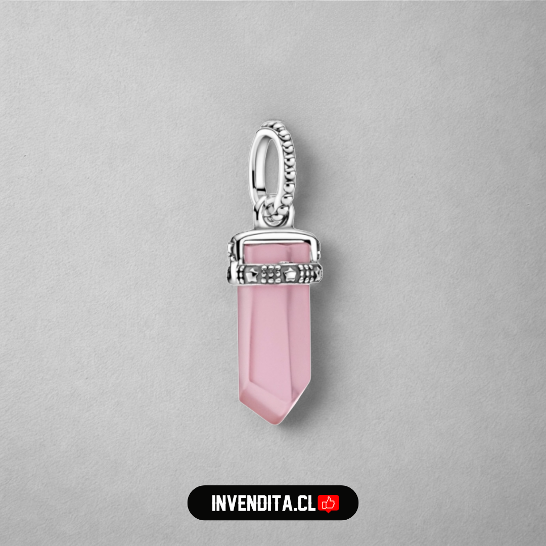 Charm estilo pandora péndulo de cuarzo rosa
