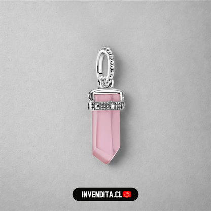 Charm estilo pandora péndulo de cuarzo rosa