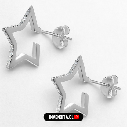 Aros de plata 925 estrellas con circones