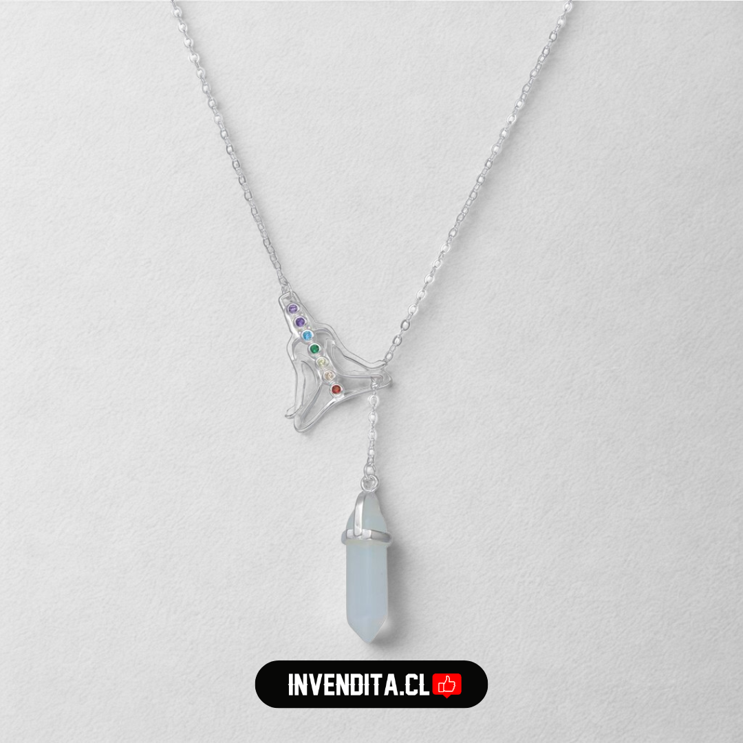 Collar de plata 925 diseño posición de loto 7 chakras con piedra luna