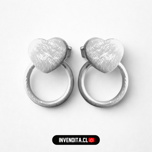 Aros de plata 925 circulo con corazón