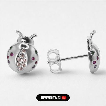 Aros de plata 925 diseño chinita con circones de colores