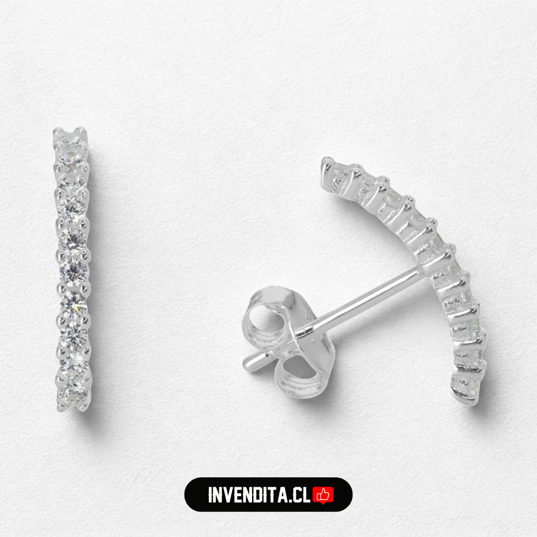 Aros de plata 925 diseño arqueado con circones