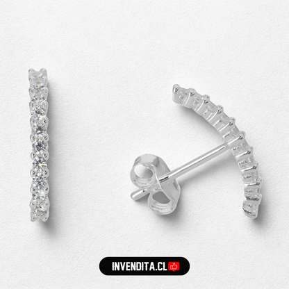 Aros de plata 925 diseño arqueado con circones