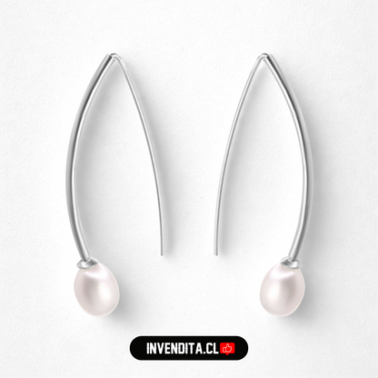 Aros de plata 925 estilo varita con perla