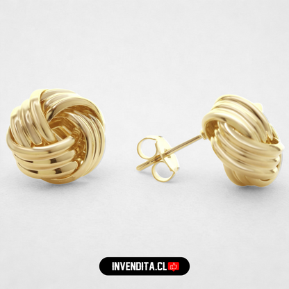 Aros enchapados en oro diseño nudo