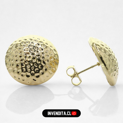 Aros enchapados en oro modelo botón martillado
