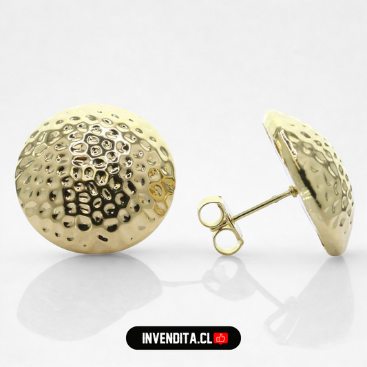 Aros enchapados en oro modelo botón martillado