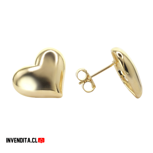 Aros enchapados en oro diseño corazón liso medio