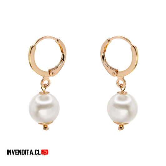 Aros enchapados en oro argollas con perlas de imitación