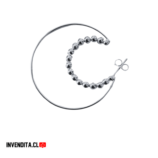 Aros de plata 925 luna formada por esferas