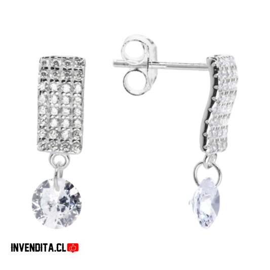 Aros de plata 925 estilo banda con circones y circón colgante