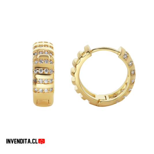 Aros enchapados en oro argollas y bordes con circones