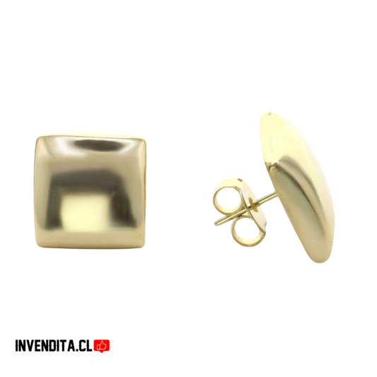 Aros enchapados en oro diseño cuadrado liso