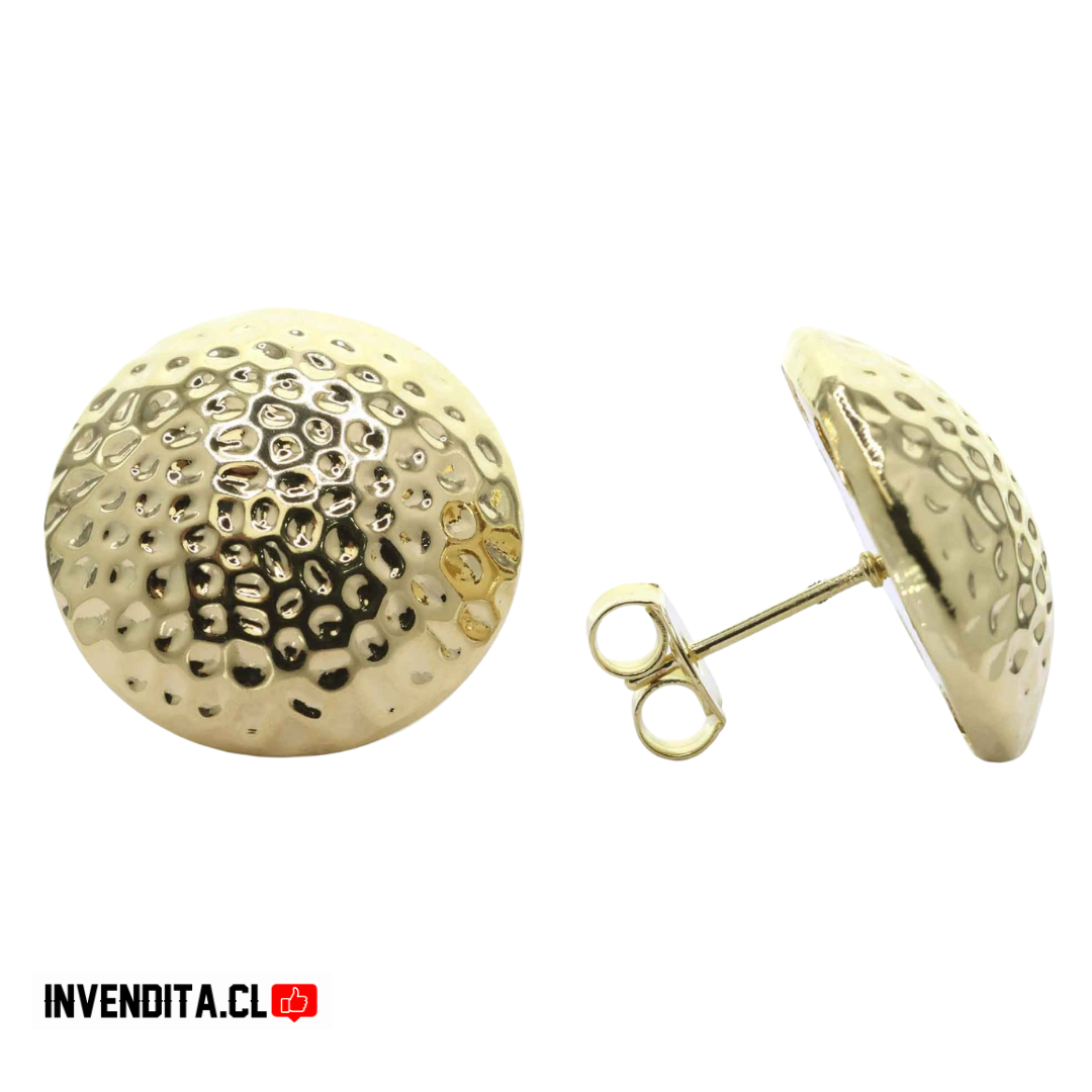 Aros enchapados en oro modelo botón martillado