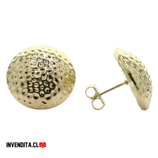 Aros enchapados en oro modelo botón martillado