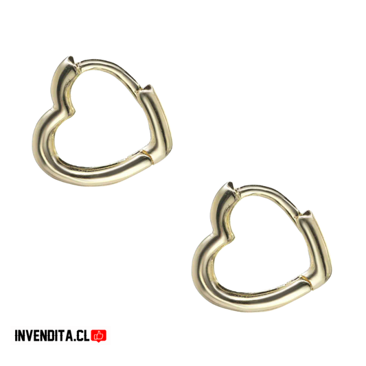 Aros enchapado en oro argollas corazón medio