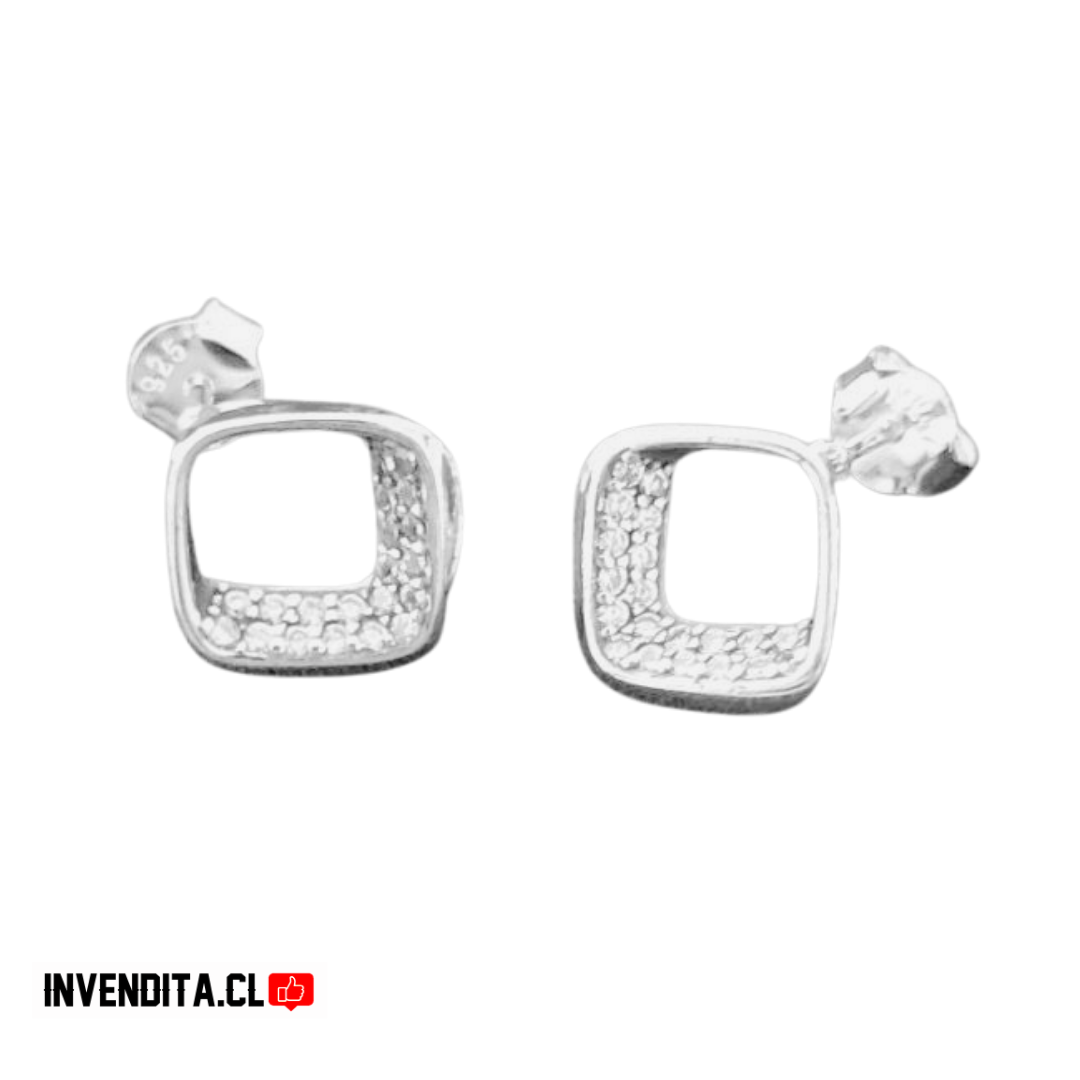 Aros de plata 925 cuadrado con circones