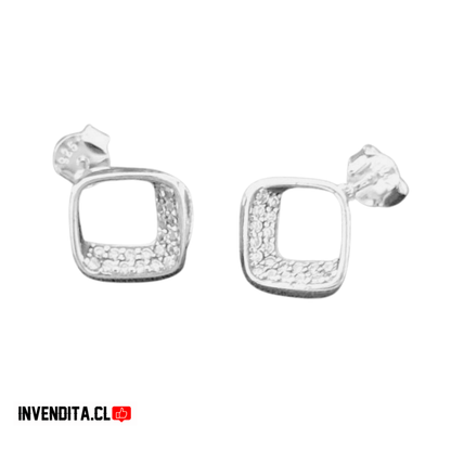 Aros de plata 925 cuadrado con circones