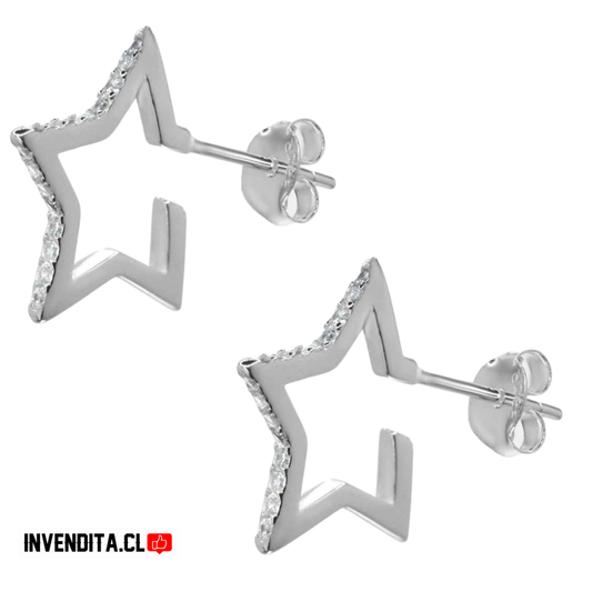 Aros de plata 925 estrellas con circones