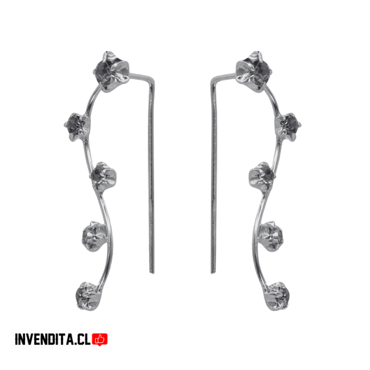 Aros de plata 925 trepadores brote de circones