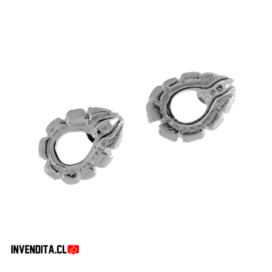 Aros de plata 925 estilo hoja con gota
