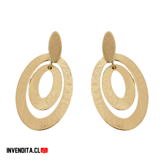 Aros enchapados en oro figuras ovaladas colgantes