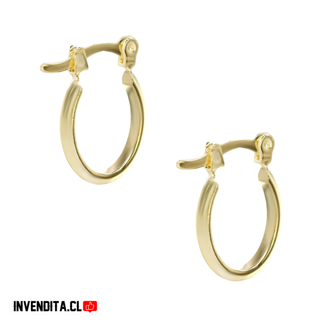 Aros enchapados en oro argollas con broche criollo medios
