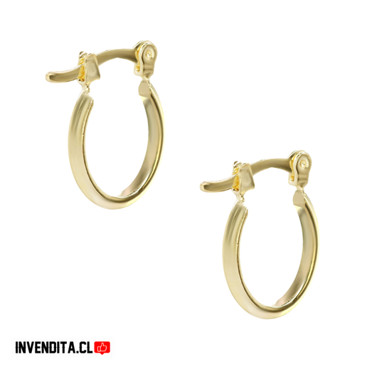 Aros enchapados en oro argollas con broche criollo medios