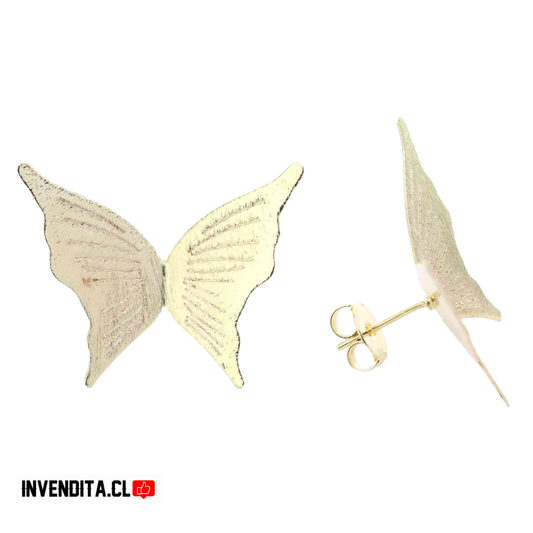 Aros enchapados en oro mariposas satinadas
