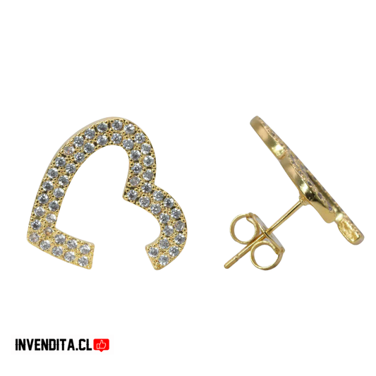 Aros enchapados en oro corazones placas de circones