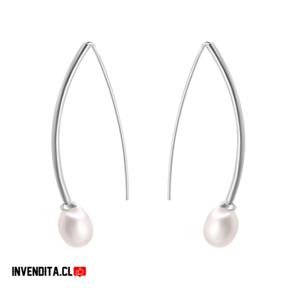 Aros de plata 925 estilo varita con perla