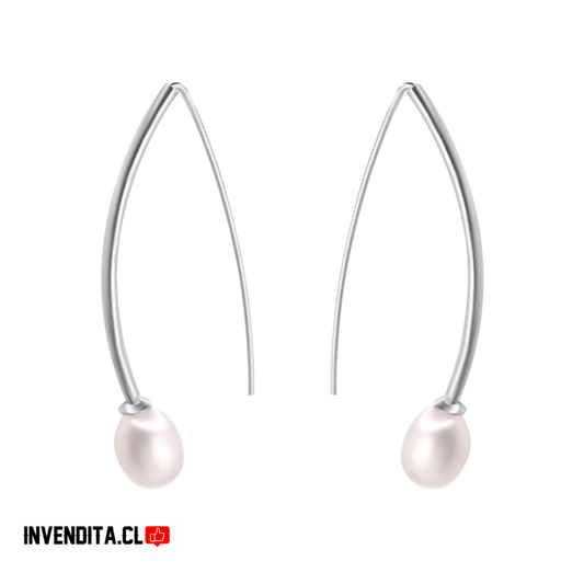 Aros de plata 925 estilo varita con perla