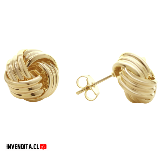 Aros enchapados en oro diseño nudo
