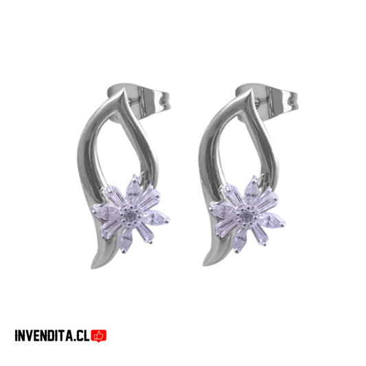 Aros de plata 925 flor detallada