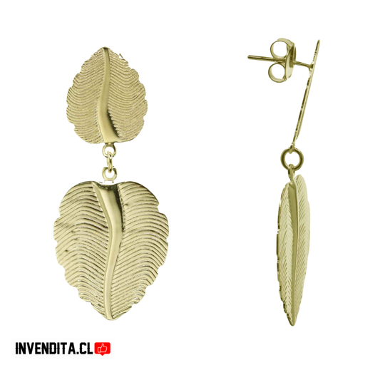 Aros enchapados en oro diseño placas de hojas